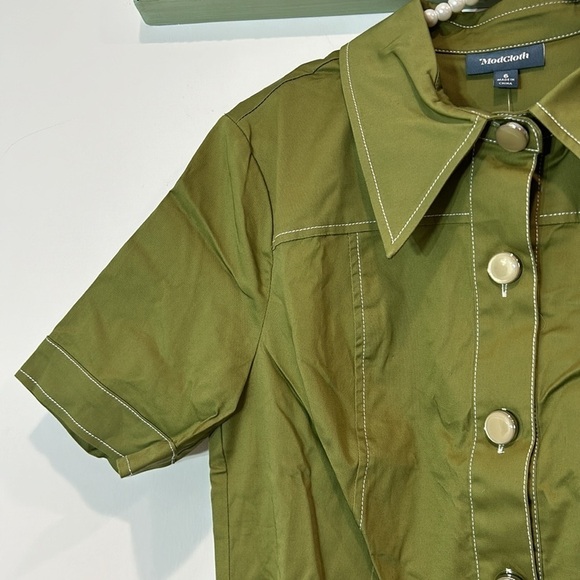 ModCloth Classic With a Twist Shirt Dress women’s size 6 army green new w tags - Picture 3 of 8